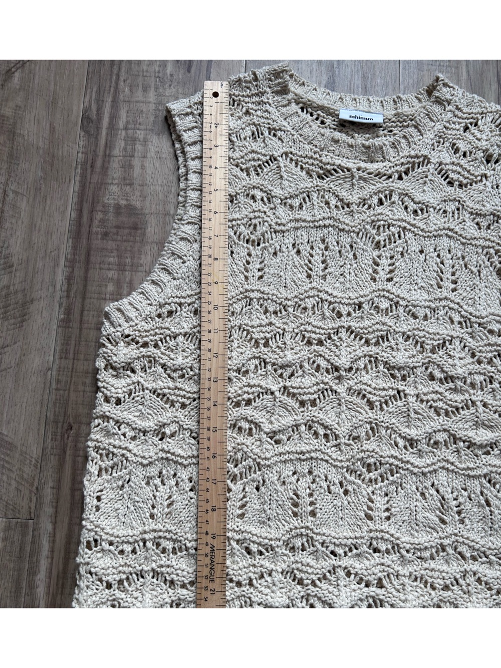 Cotton Cream Crochet Sleeveless Sweater Vest tank summer boho natural earthy - Picture 6 of 12